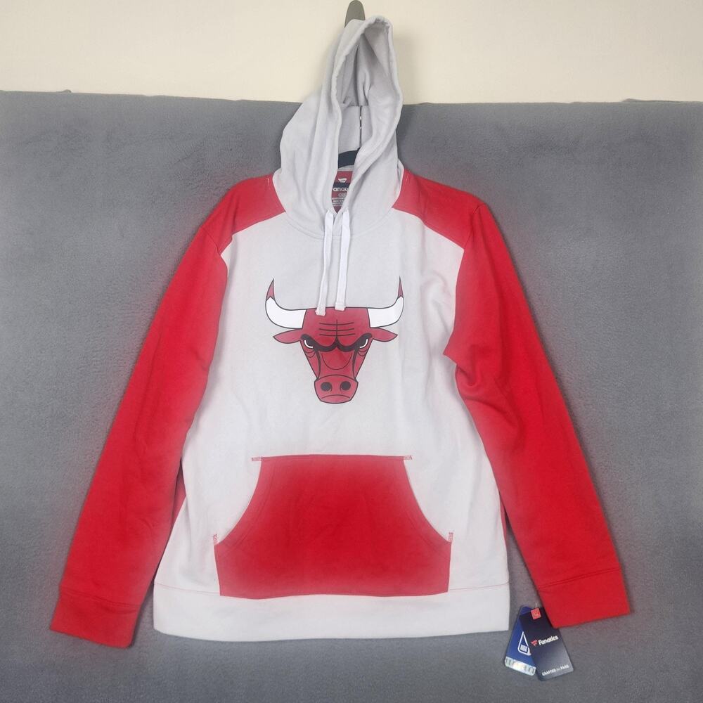 Chicago Bulls Hoodie Mens Large Red NBA Basketball Fanatics Pullover Sweatshirt
